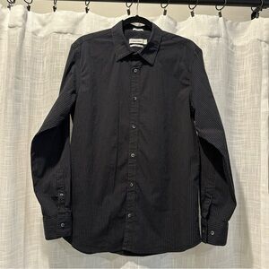 Calvin Klein Button Down Shirt Men's Large Black White Stripes Modern Fit